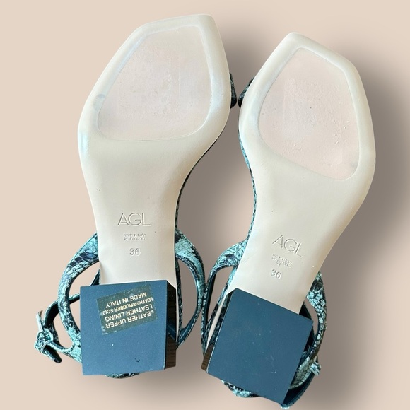 NWOT AGL Attilio Giusti Leombruni ‘Angie’ Sandal with Cube Heel in Green Snake 6 - Picture 11 of 13